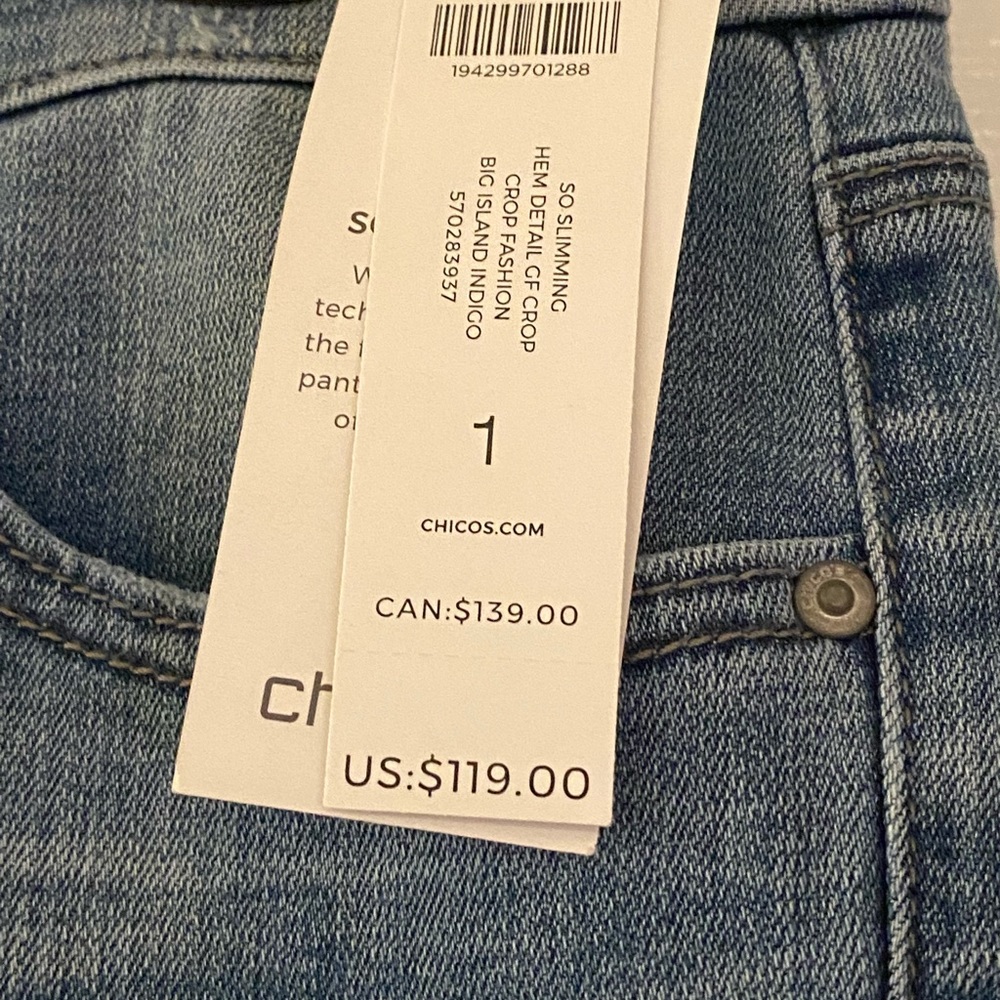 BRAND NEW Chicos denim jeans with pattern at the ankle - Picture 3 of 5